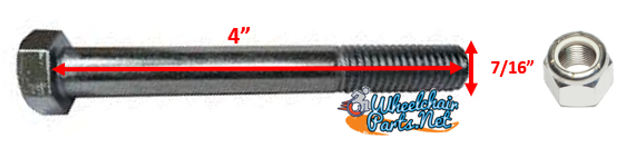 7/16"  x 4" Standard Axle with Nylock Nut