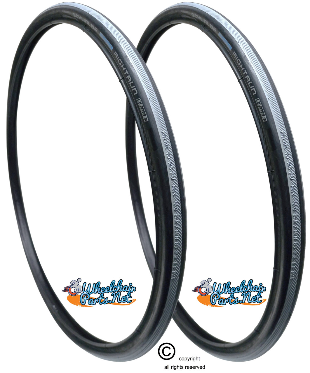 T416 - SCHWALBE RIGHT RUN 25" x 1". Sold as Pair.