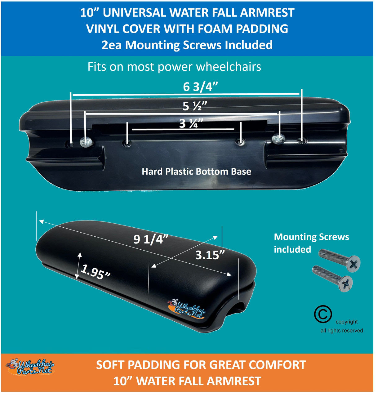 DESK LENGTH (10") UNIVERSAL PADDED WATERFALL - PAIR