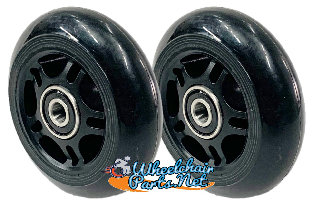 76mm x 24mm (3"x1") Black Skate Wheel. Sold as Pair