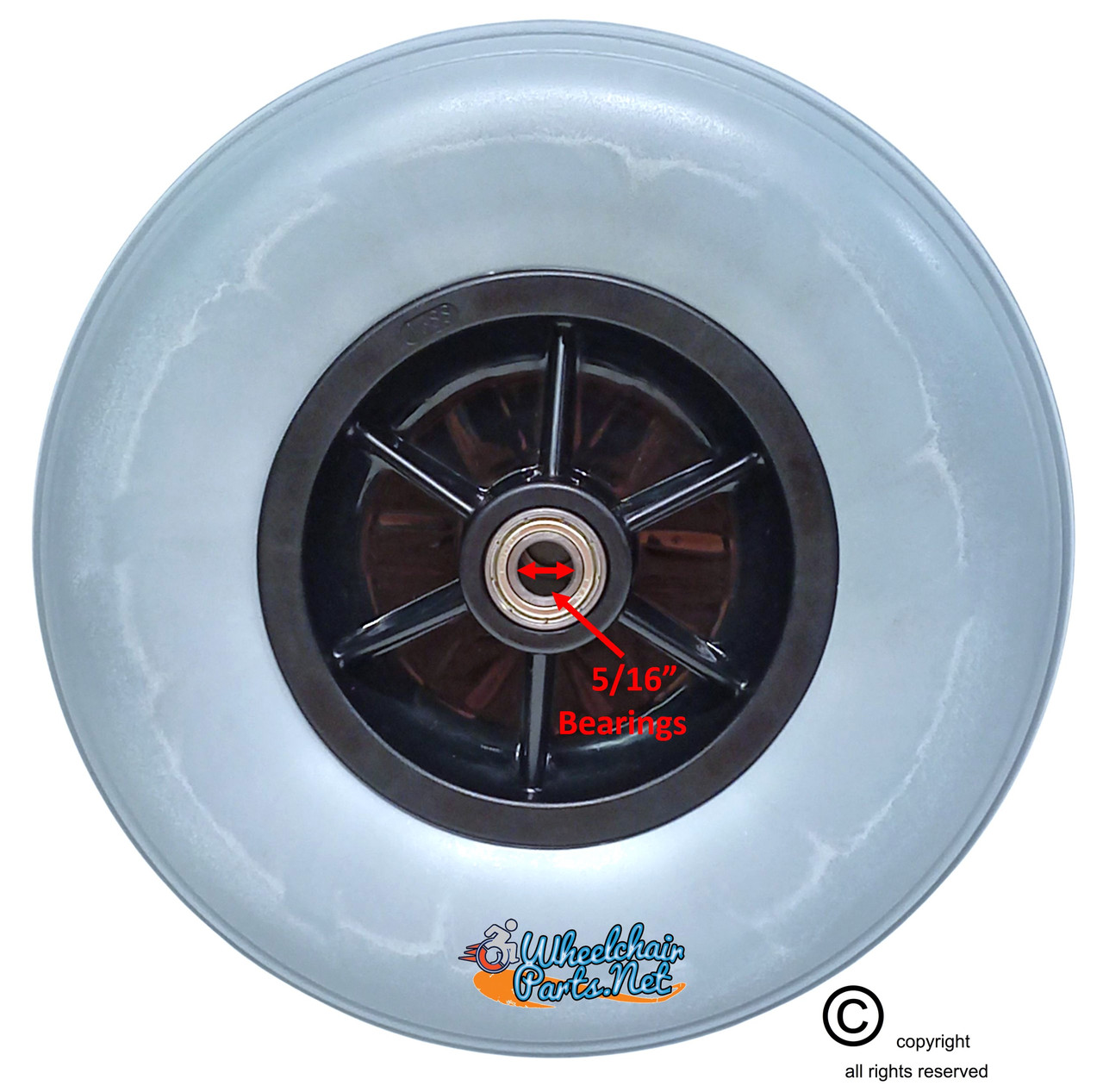 Pride 8"x2" (200x50) Rear Caster For Jazzy and Jet Power Chairs (5/16" Bearings). Sold as Pairs Pride 8"x2" (200x50) Rear Caster For Jazzy and Jet Power Chairs (5/16" Bearings). Sold as Pairs