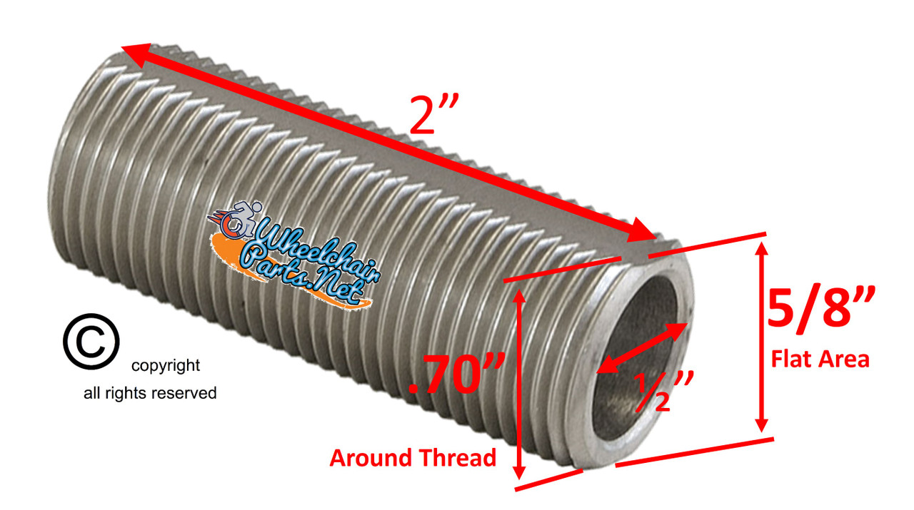 1/2" X 2" x .70" Quick Release Axle Sleeve Receiver-Course Tread. Sold as each.