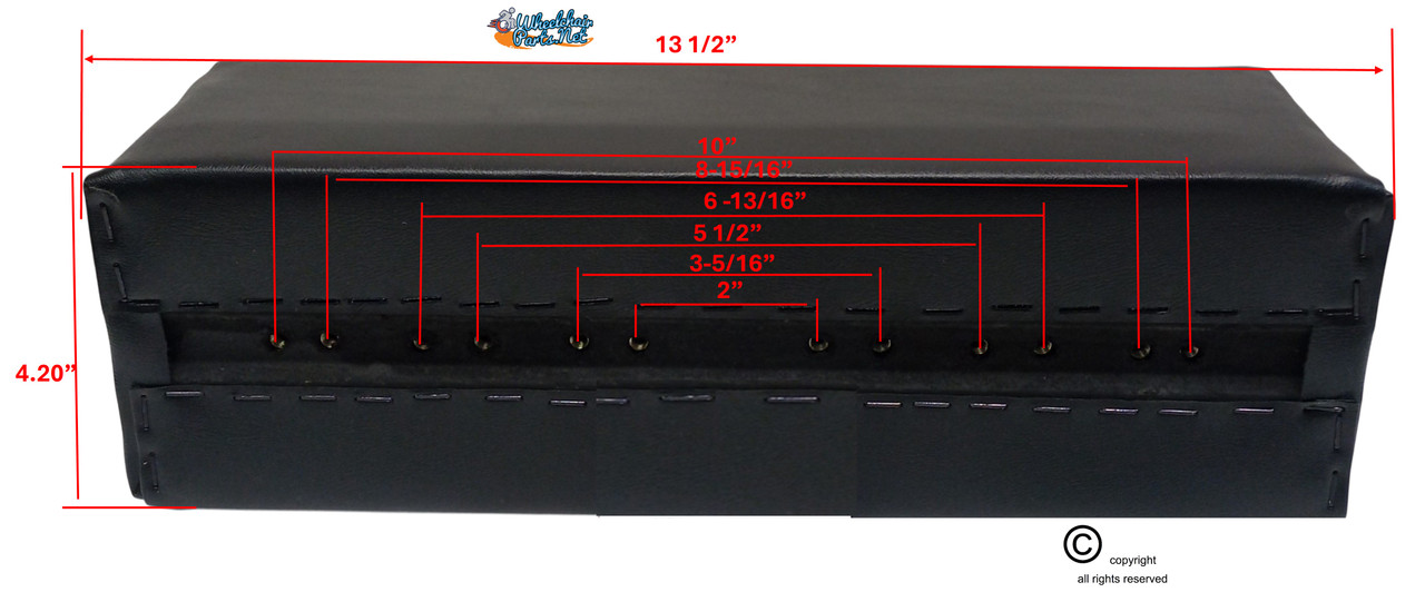 13 1/2" X 4" Armrest Pad, Upholstered, Rehab Trough, Black