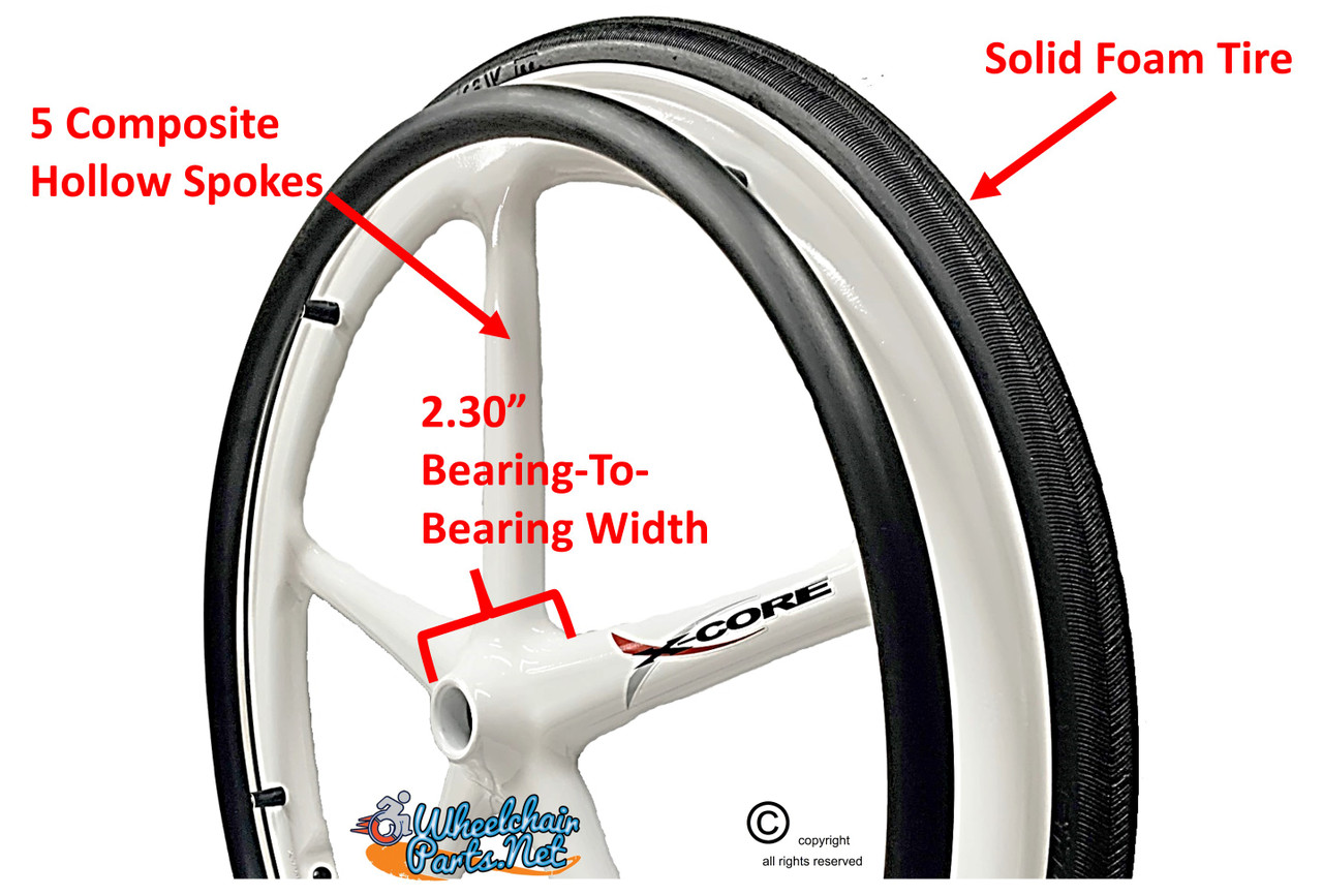 Set of 2 X-CORE Wheels 24" (540) WHITE Color & SHOX Tires and Pushrims