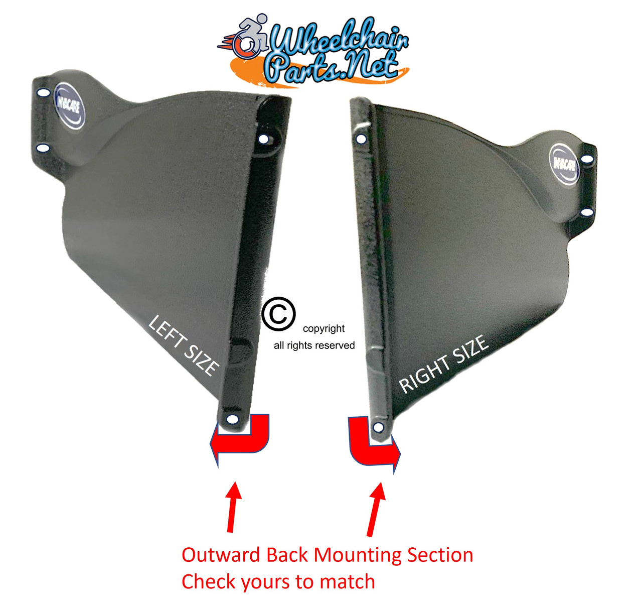 Side Panels For Invacare Tracer & 9000 Series Manual Wheelchairs. Desk-Length. Sold as each