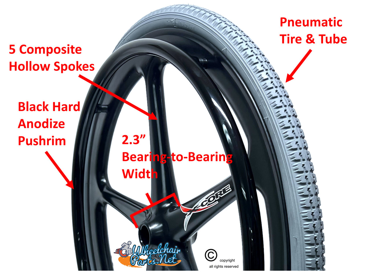 Set of 2 X-CORE Wheels  24 x 1 3/8" (540) WITH PNEUMATIC TIRES &TUBES