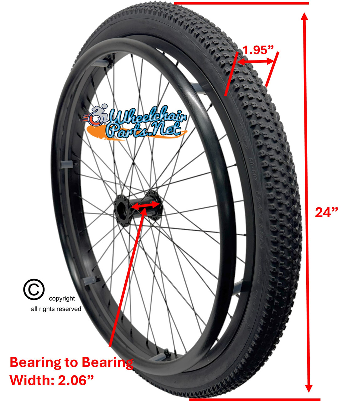 24" x 2" (50-507) 36 Spoke Rim with All Terrain Tire. Set of 2 24" x 2" (50-507) 36 Spoke Rim with All Terrain Tire. Set of 2