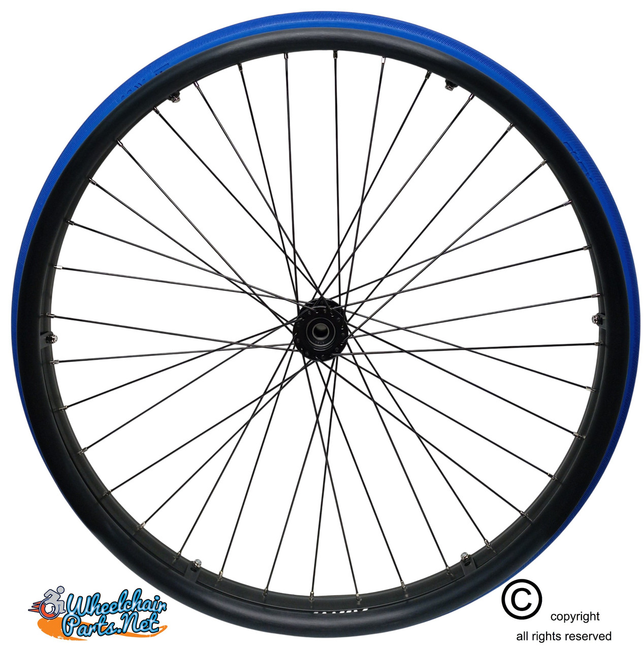 SET of 2,  24" (540mm) 36 Spoke Rim with SHOX Solid Tire in Blue Color
