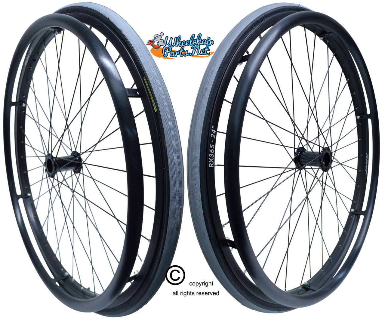 SET of 2,  24" (540mm) 36 Spoke Rim with PRIMO V-Track AIR PNEUMATIC Tire in Colors