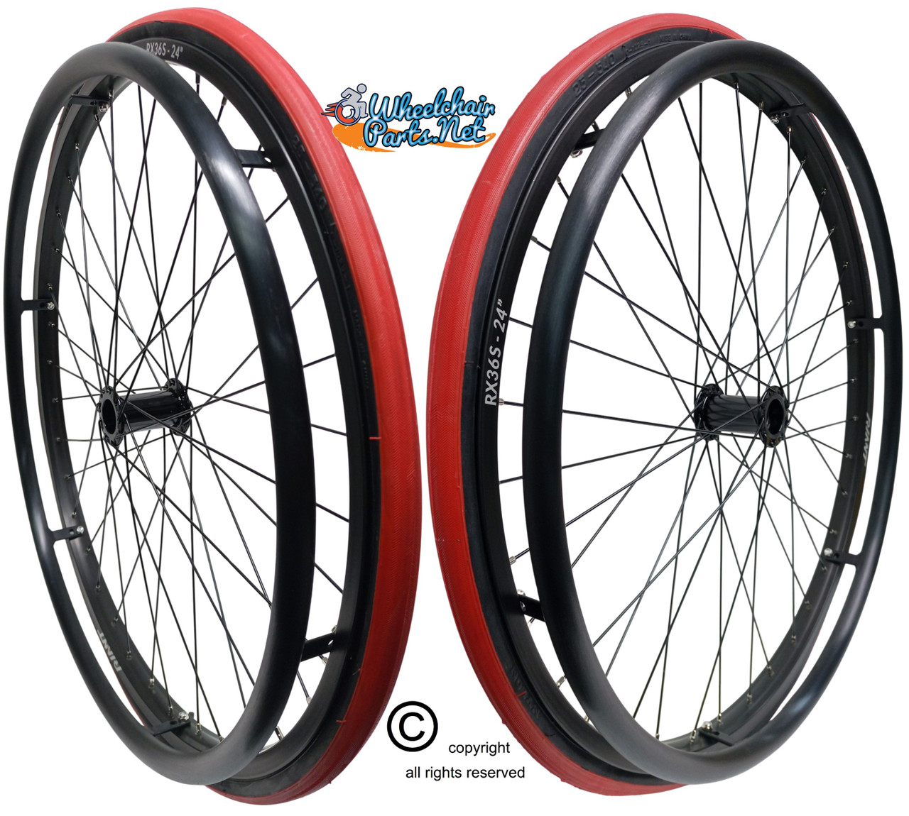 SET of 2,  24" (540mm) 36 Spoke Rim with PRIMO V-Track AIR PNEUMATIC Tire in Colors