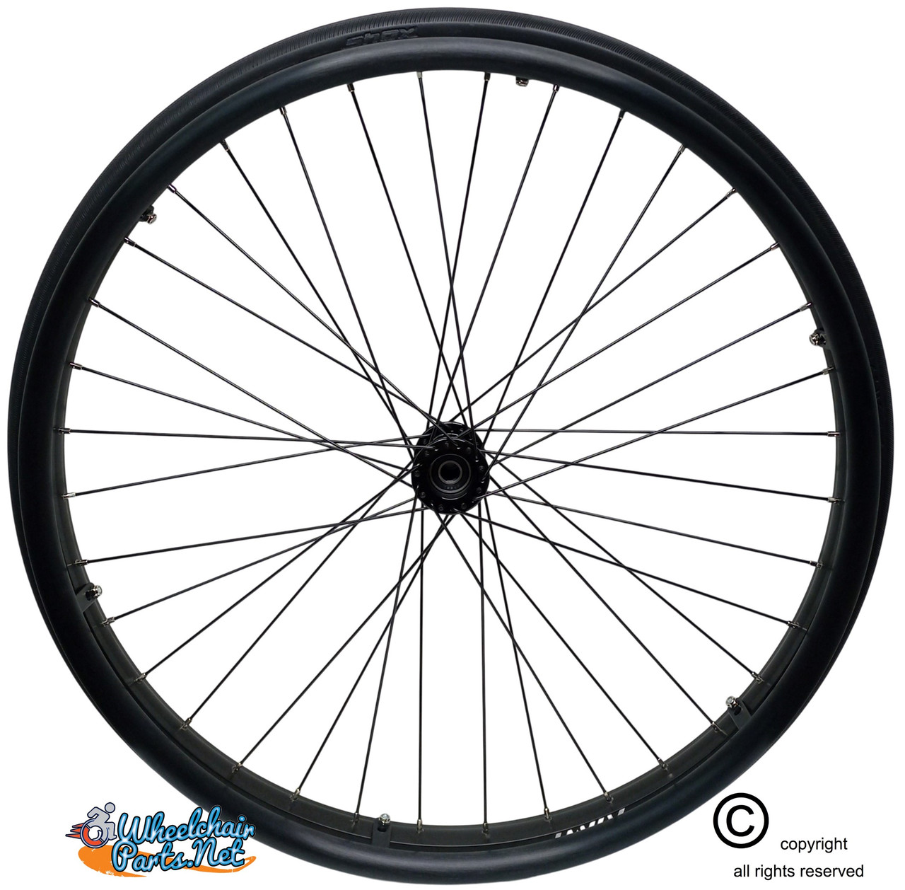 SET of 2,  24" (540mm) 36 Spoke Rim with SHOX Solid Tire in BLACK Color
