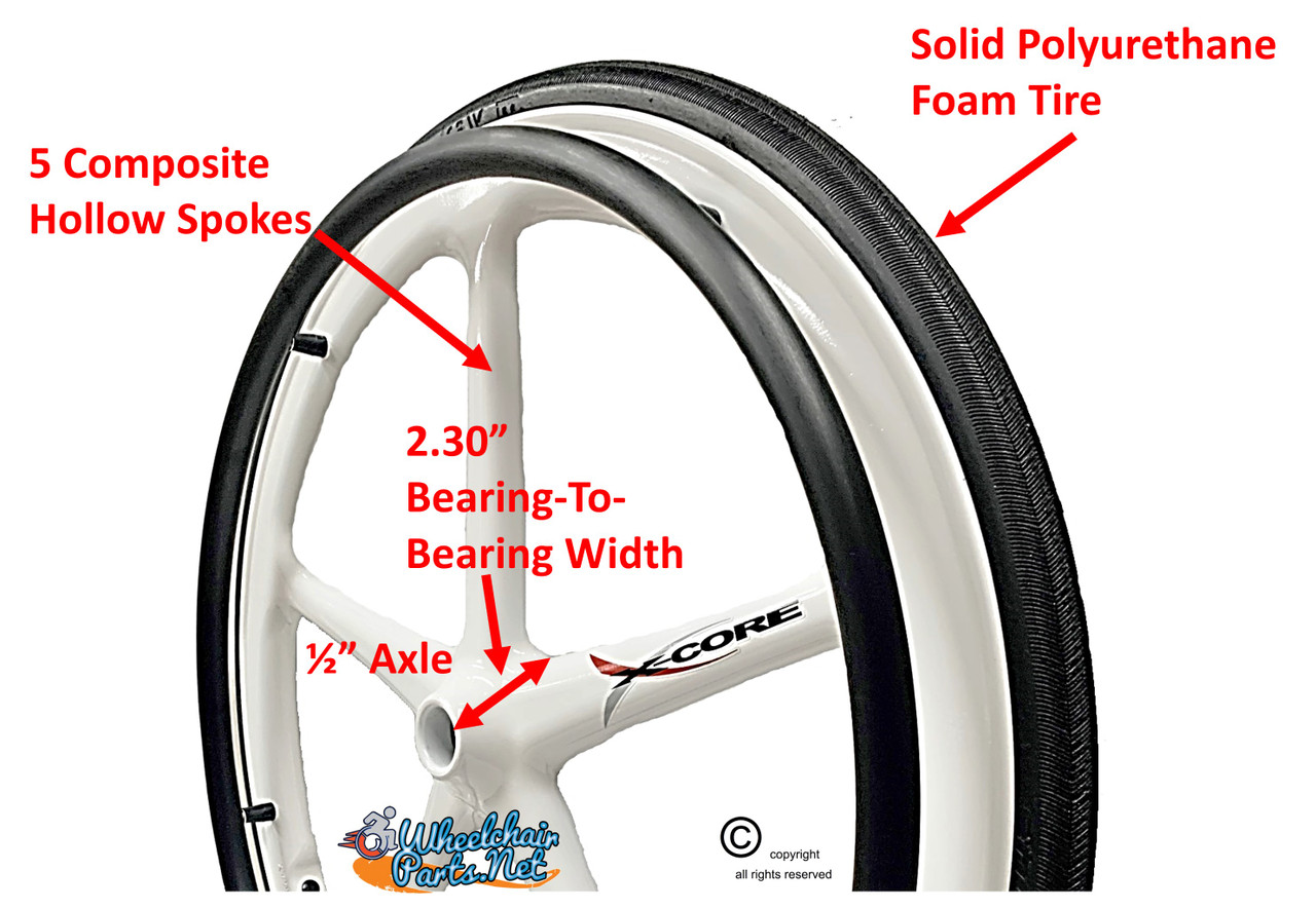 Set of 2 X-CORE Wheels 24" (540) WHITE Color With PRIMO STREET Tires & Push Rims