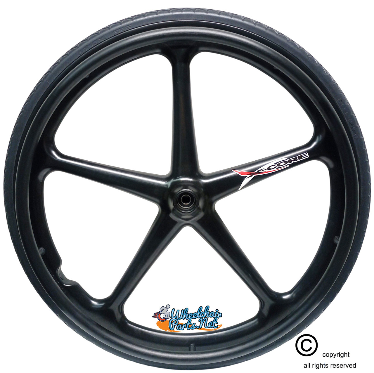 Set of 2 X-CORE Wheels 24" (540) BLACK Color &  Solid SHOX ALL Terrain Tires