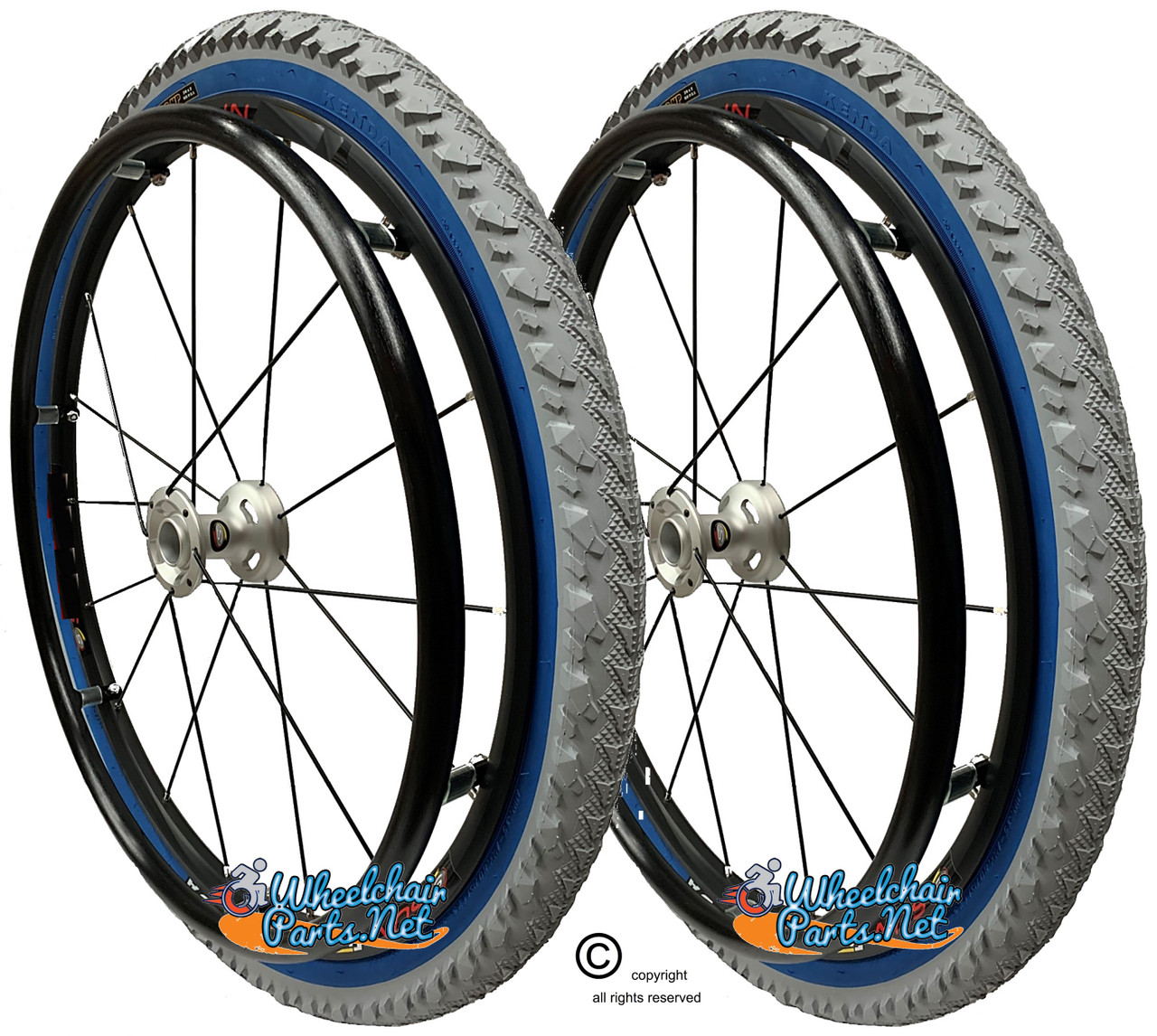 24" x 2" Wheel W/ Kenda Kobra Tire (2 inch Wide) Blue Color