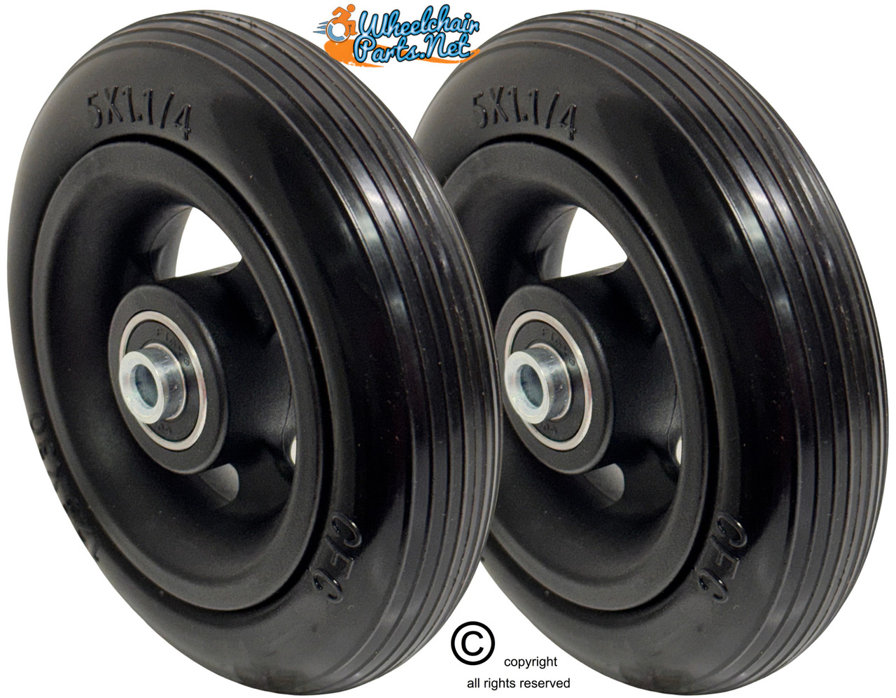5" x 1 1/4"  Caster Wheel With 1.60" Hub and 5/16" Bearings. Sold as Pair