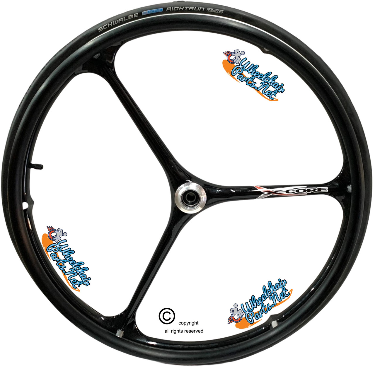 SET of X-CORE 24" (540m) 3 Spoke Wheel With Schwalbe Rigth Run Lite Tires