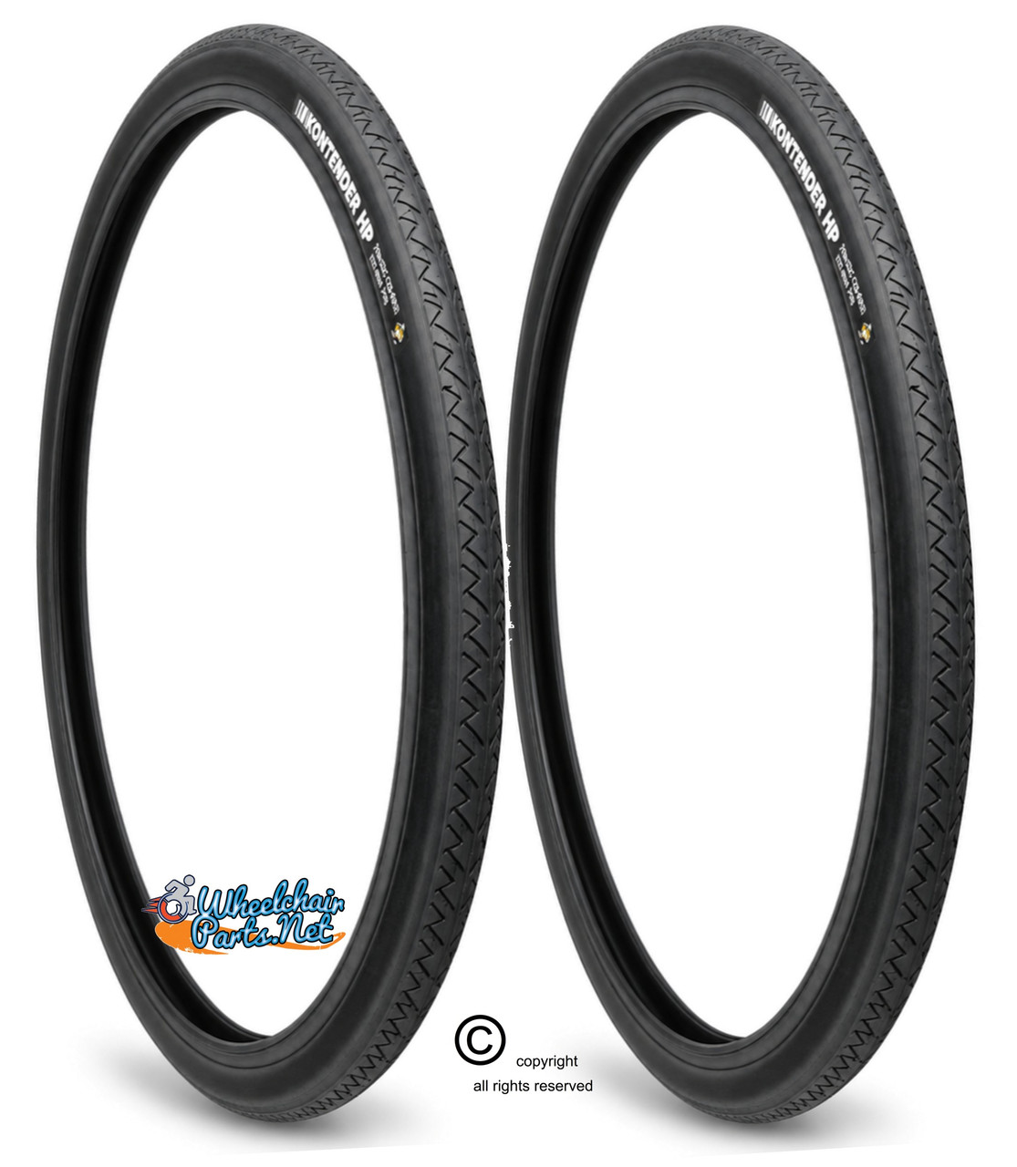 Kenda Kontender 25" x 1" (25-559) Black Racing & Court Tire | Set of 2