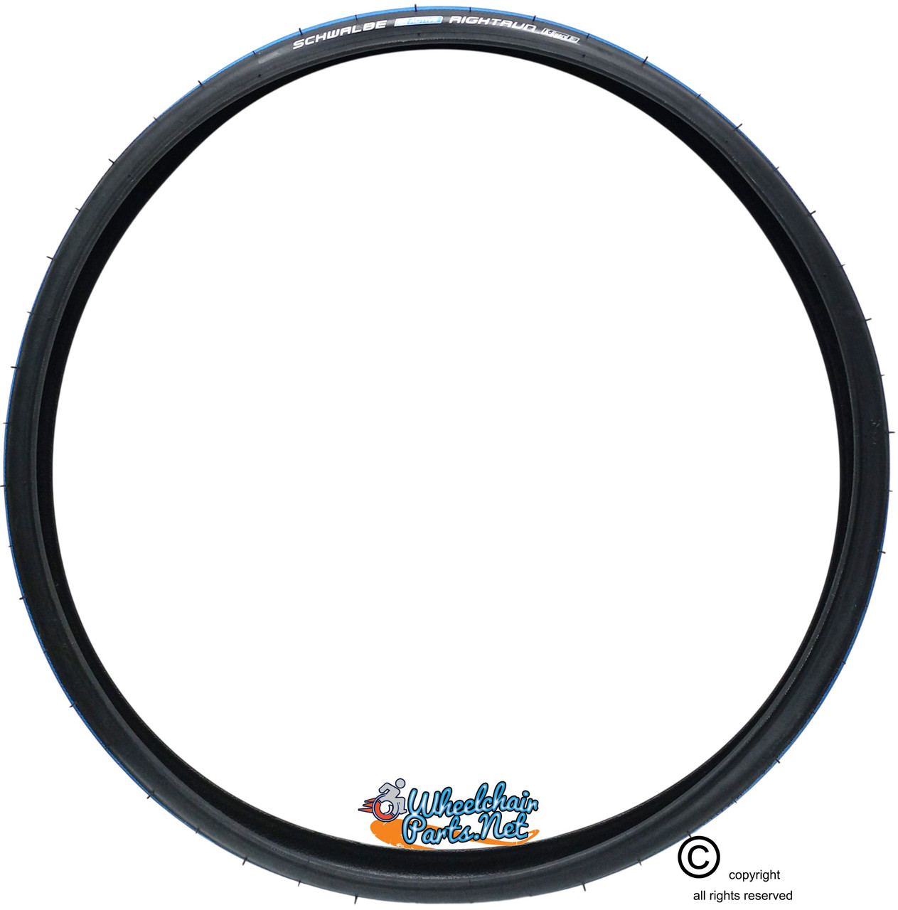 SCHWALBE RIGHTRUN 24" x 1" Black and Blue Tread. Pneumatic Tire. Sold as Pair.