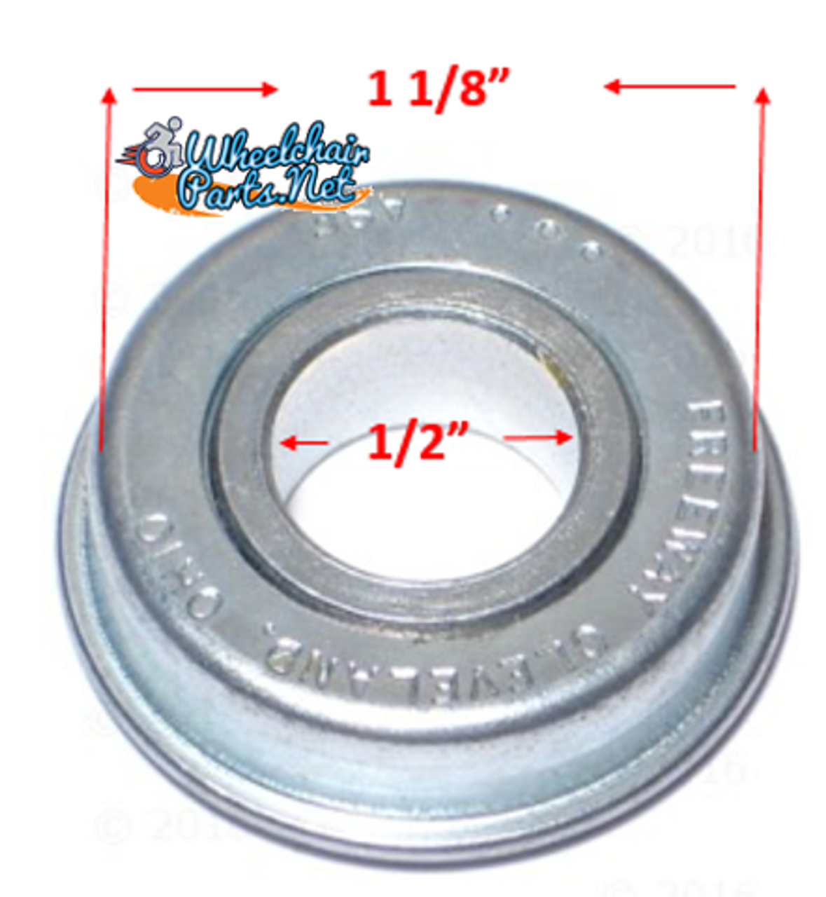 B85P- 1/2 x 1 1/8"  FLANGED CASTER STEM AND REAR WHEEL BEARING. Sold as Pack of 4