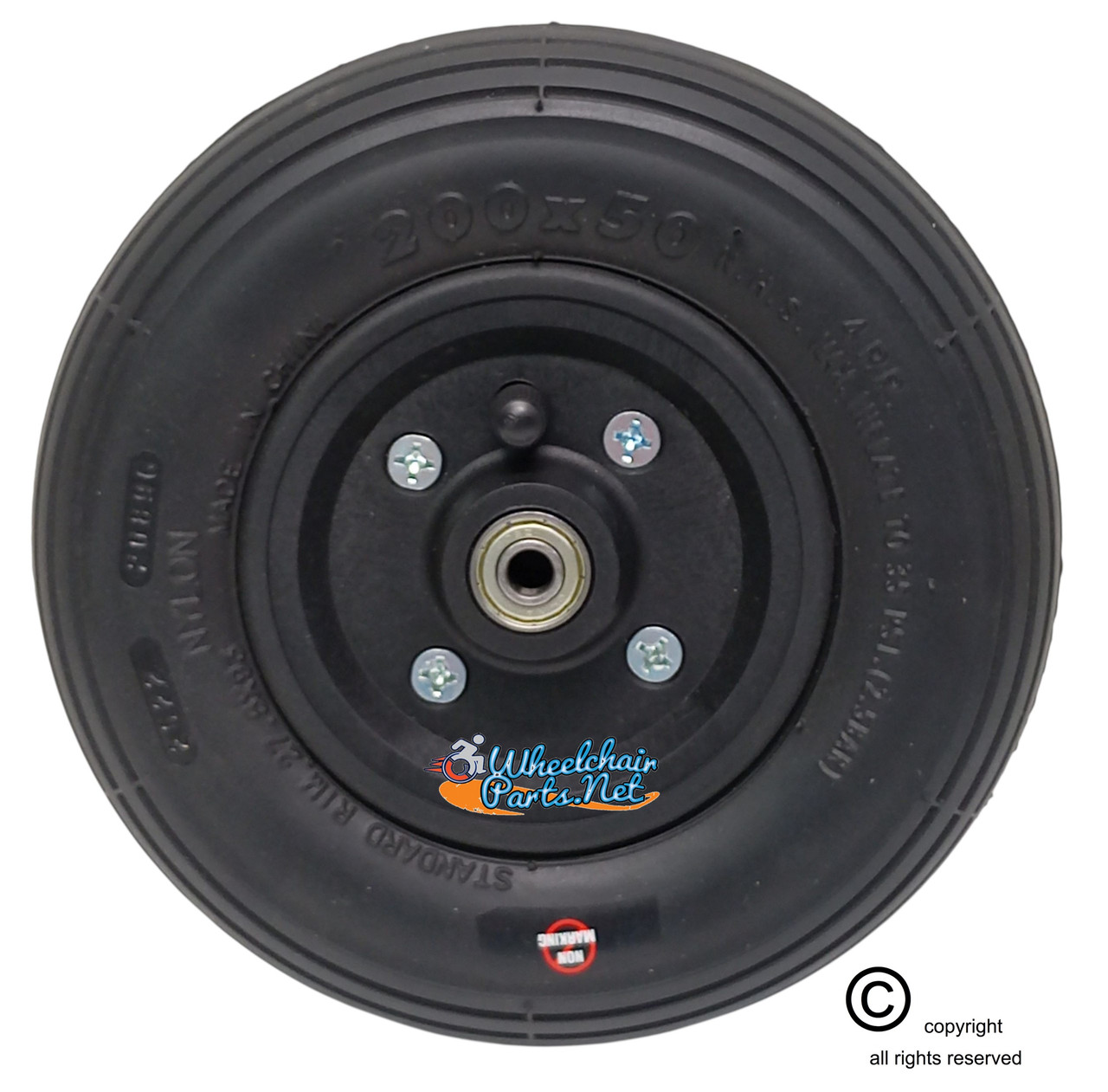 CW196-5    8 x 2" BLACK Non-Marking Pneumatic Tire and Tube Assembly. 5/16" Bearings CW196-5    8 x 2" BLACK Non-Marking Pneumatic Tire and Tube Assembly. 5/16" Bearings