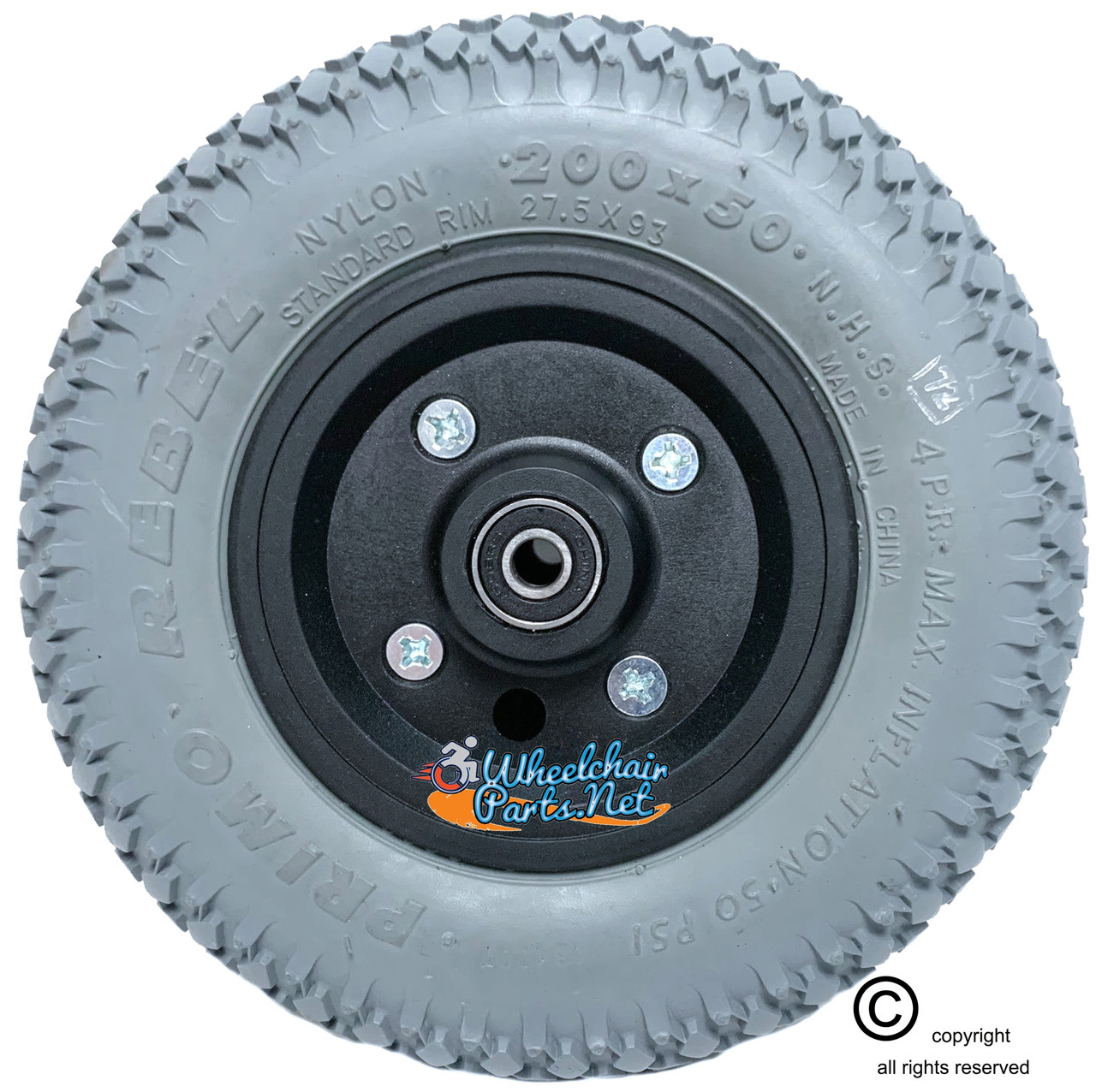 8" X 2" (200x50) Wheel with Foam Fill Insert and 7/16" bearings.
