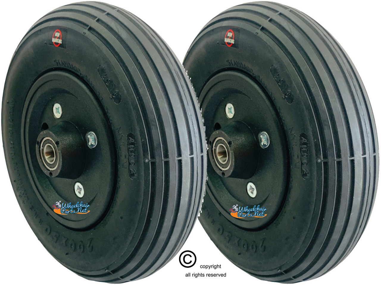 CW196-7    8 x 2" BLACK Non-Marking Pneumatic Tire and Tube Assembly. 7/16" Bearings CW196-7    8 x 2" BLACK Non-Marking Pneumatic Tire and Tube Assembly. 7/16" Bearings