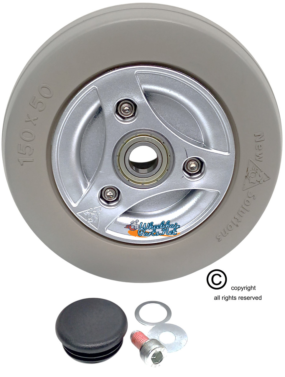 Permobil 6" X 2" (150x50) Wheel. Fits on Permobil M300, M400