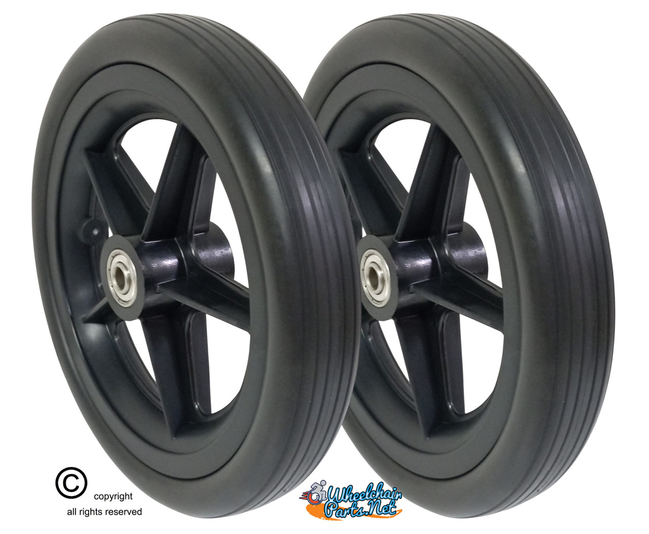 CWR714-5   7" X 1.25" Solid wheel with Bearings and Hub Width 1.6"