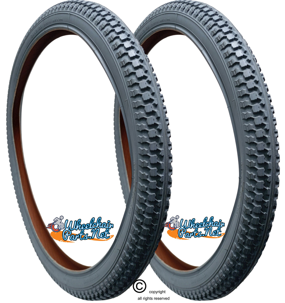 24" x 2.125 (57-507) Off Road Tire. Fits on 57-507 rims only. Set of 2