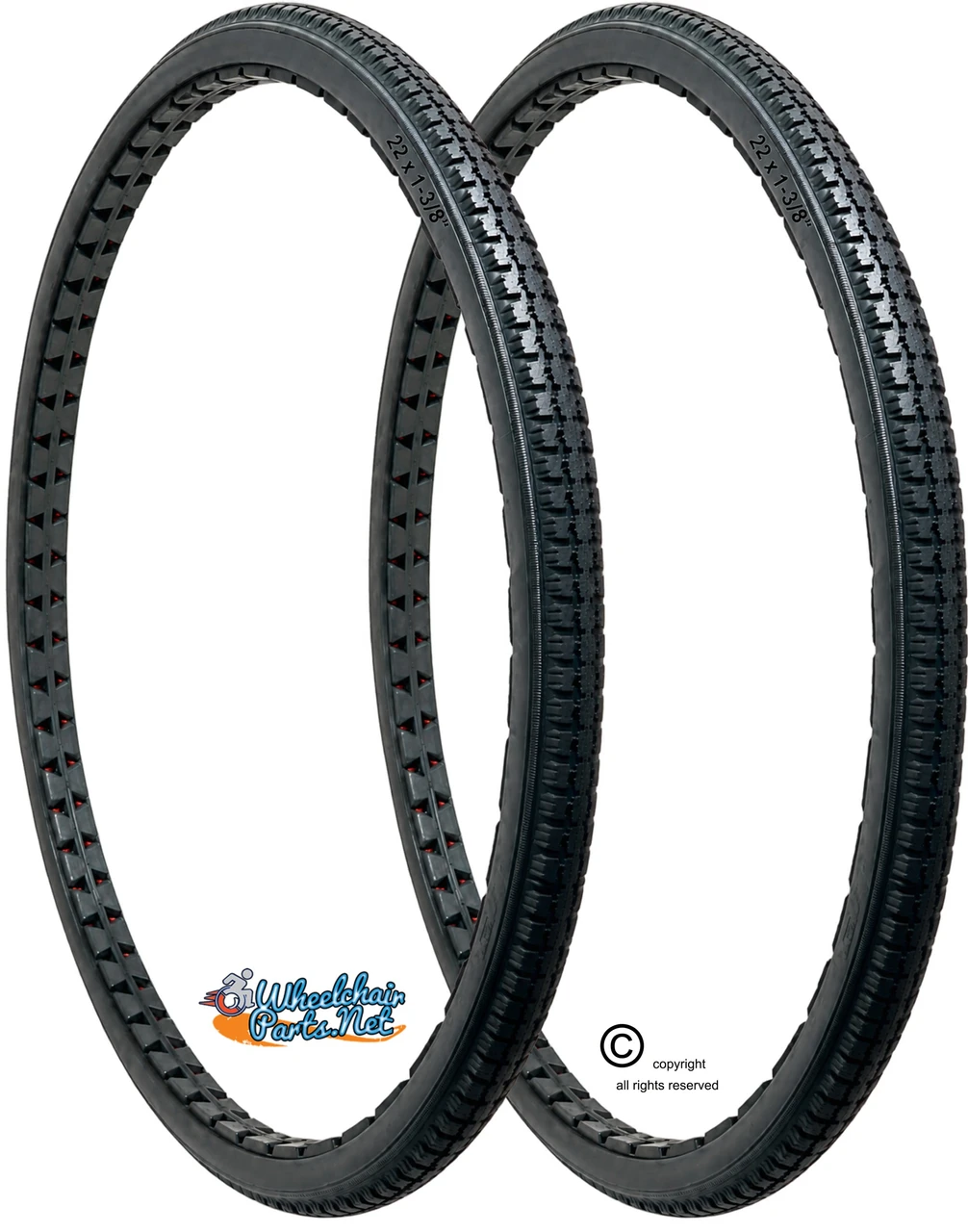 22" x 1-3/8" (501 mm) Black Soft-Roll Solid Polyurethane Tire | Set of 2