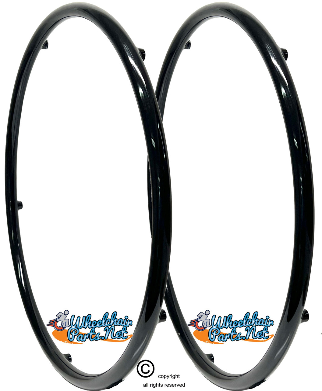24" Vinyl Coated Pushrim, Fits on X-CORE 5 Spoke Wheel. Sold as pair