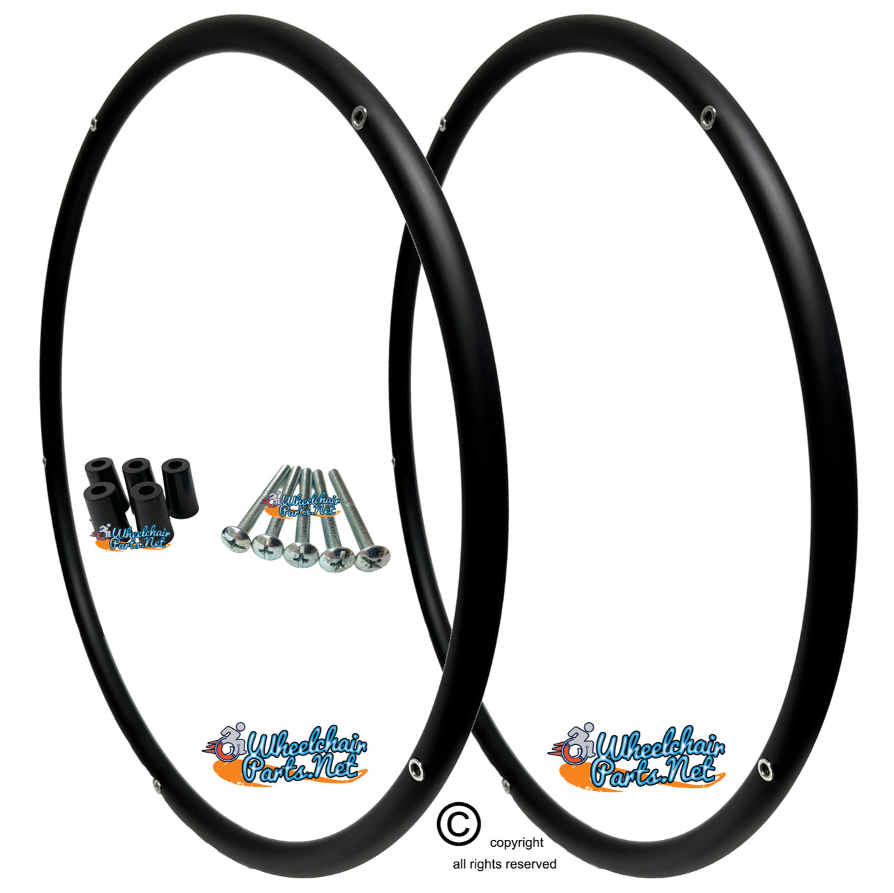 24" Vinyl Coated Pushrim, Fits on X-CORE 5 Spoke Wheel. Sold as pair