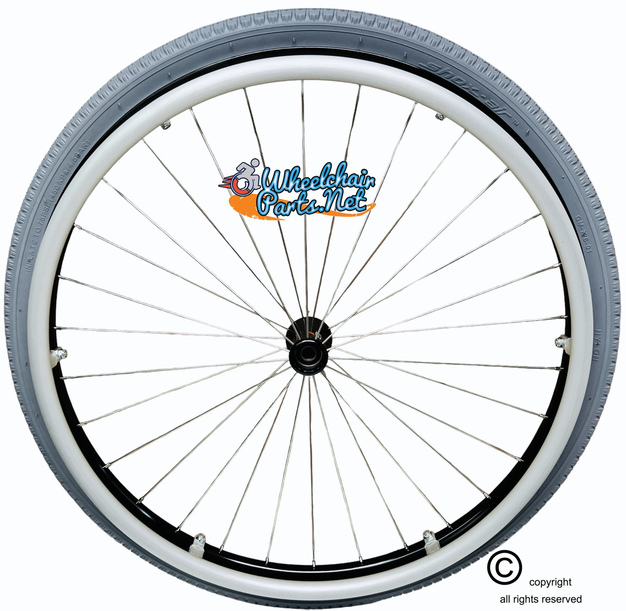 24" (540) - SPINERGY 30 SPOKE REAR WHEEL WITH SHOX-AIR PNEUMATIC TIRE