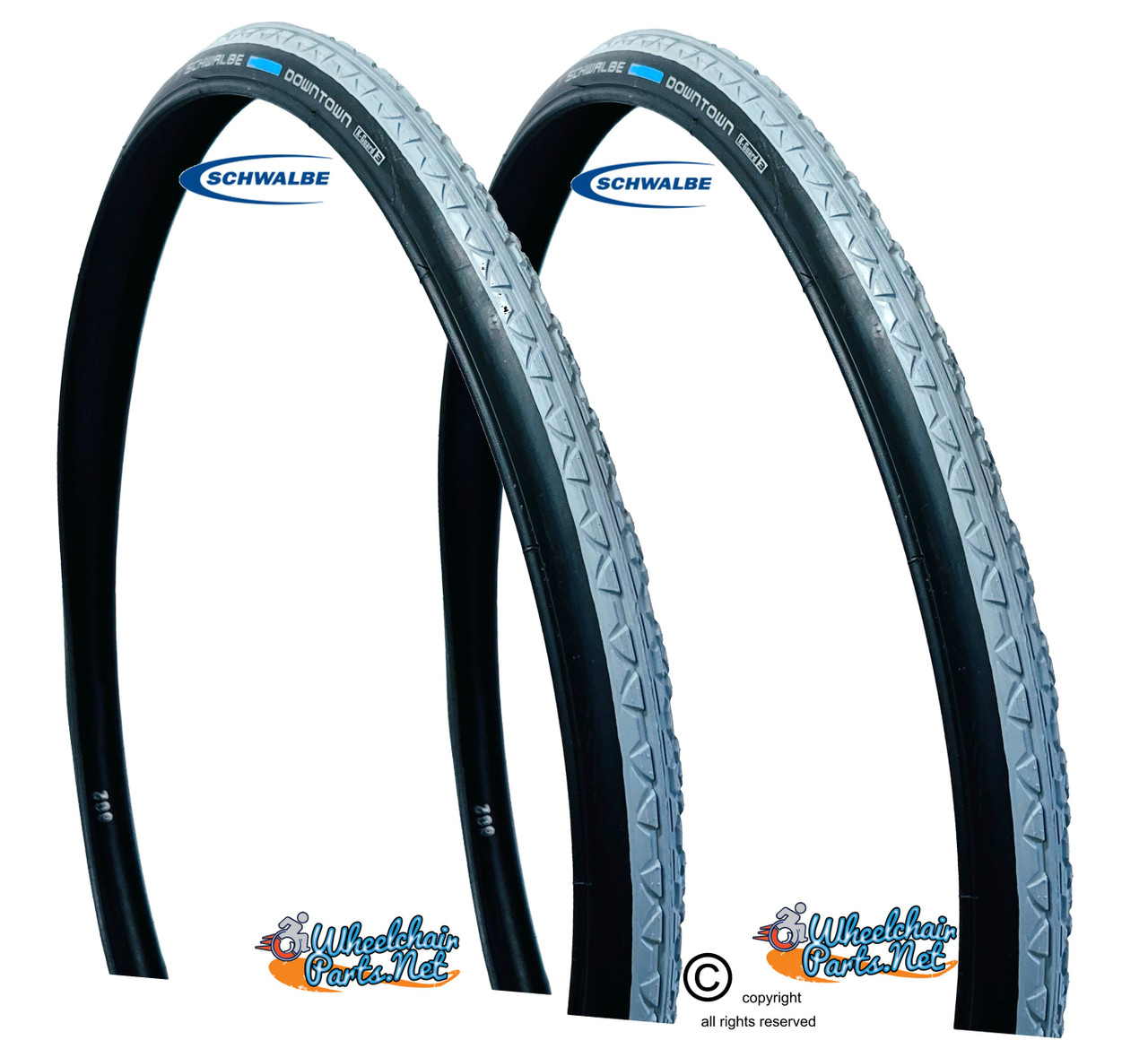 24" x 1" (25-540) Schwalbe Downtown GREY COLOR  Wheelchair Tire