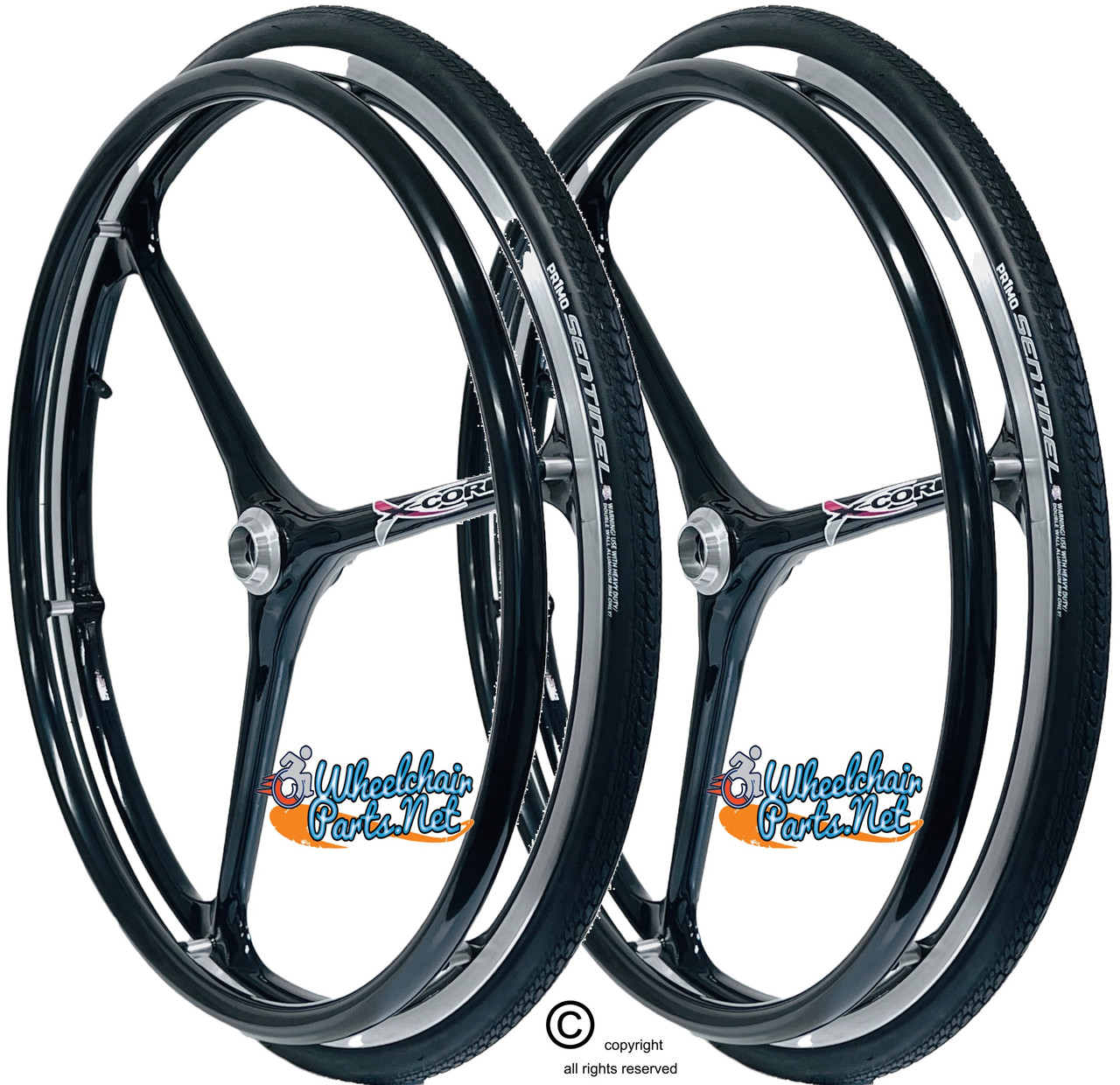 SET of X-CORE 24" (540m) 3 Spoke Wheel With Primo Sentinel Tires