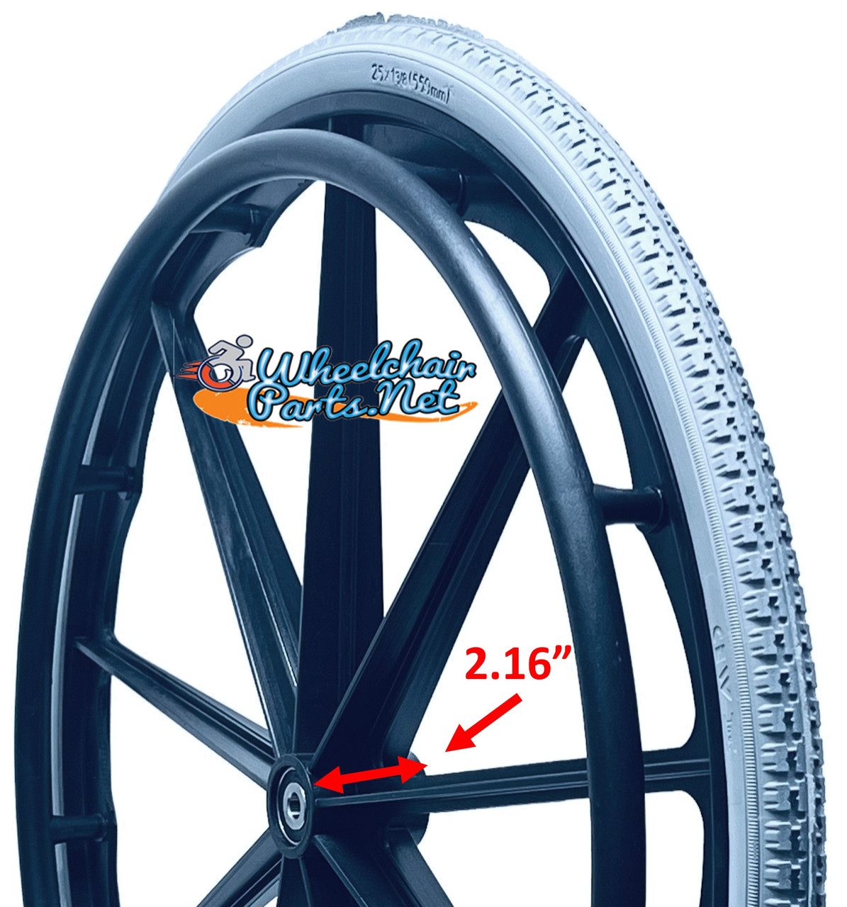 25" x 1 3/8" 9 Spoke Mag Wheel With Solid Everyday Tire