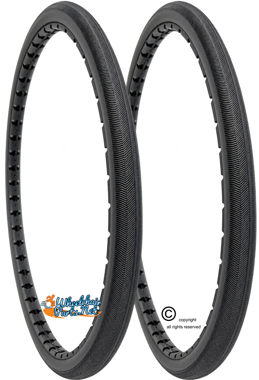 22" x 1" (501 mm) Herringbone Solid Polyurethane Wheelchair Tires | Set of 2
