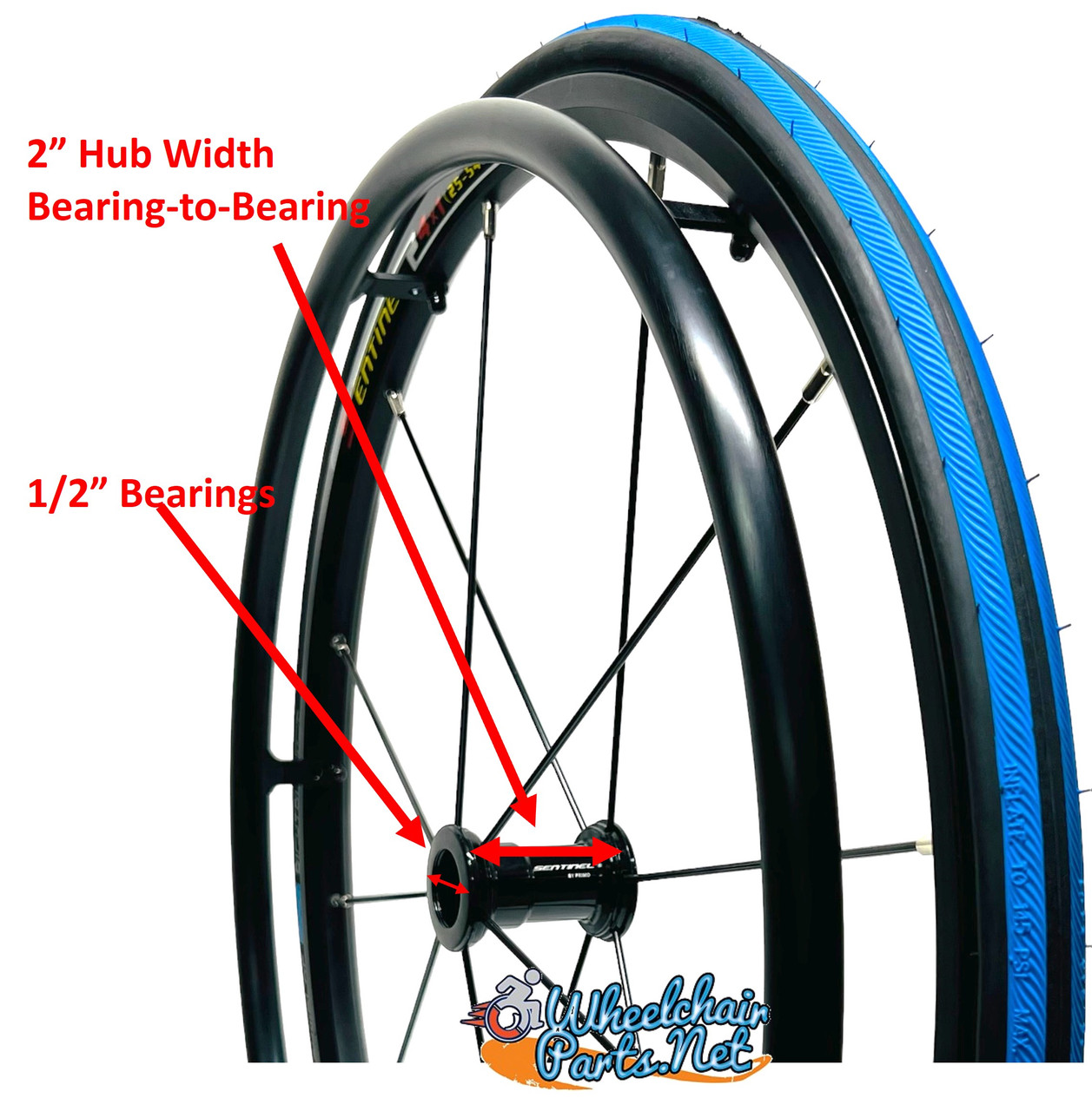 24" x 1" Sentinel 12 Spoke Wheel With Schwalbe Rightrun BLUE Tires