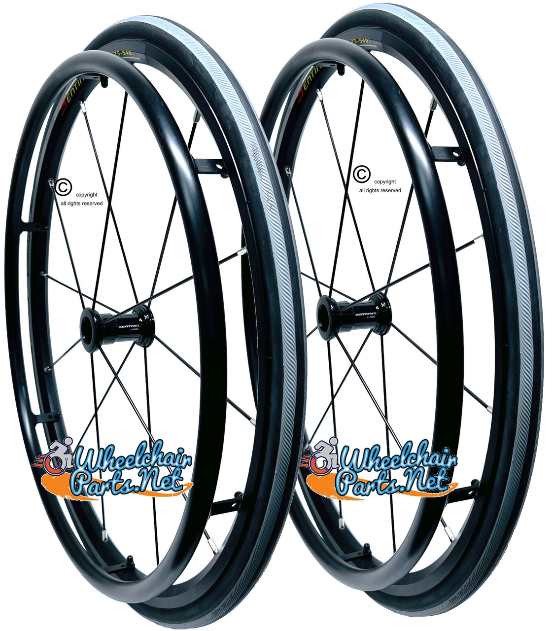 24" x 1 3/8" Sentinel 12 Spoke Wheel With Schwalbe Rightrun Tires. SOLD AS PAIR