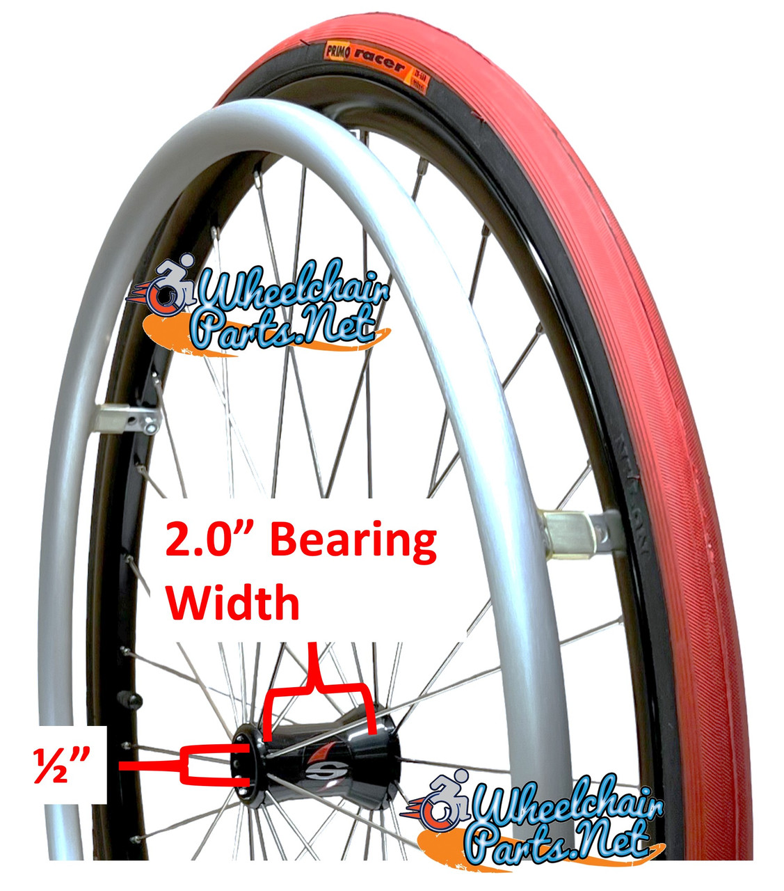 24" x 1" Spinergy 30 Spoke Rear Wheel With Primo PNEUMATIC Racer Tire (Red Color)