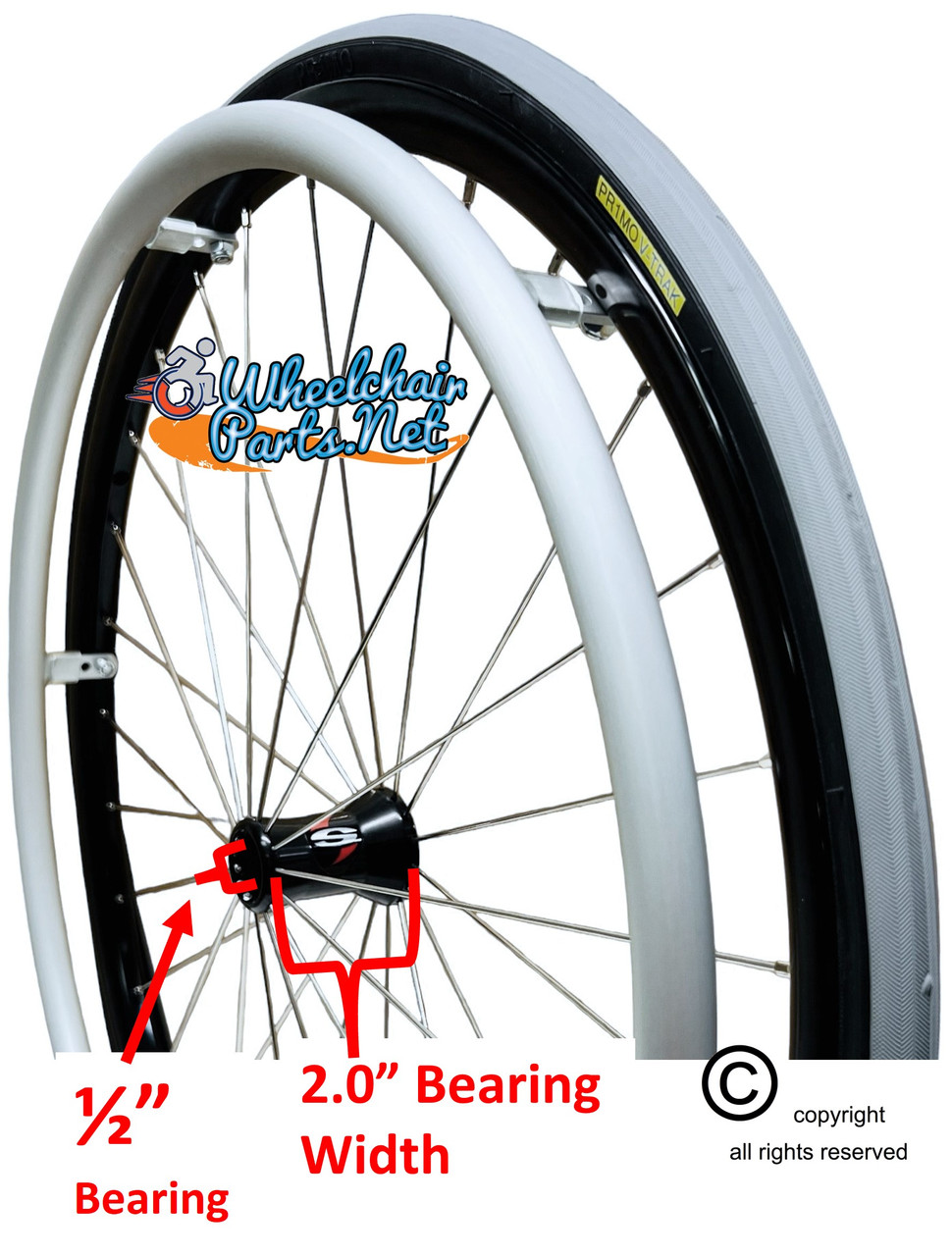 24" x 1" Spinergy 30 Spoke Rear Wheel With Primo PNEUMATIC  Racer Tire (Grey Color)