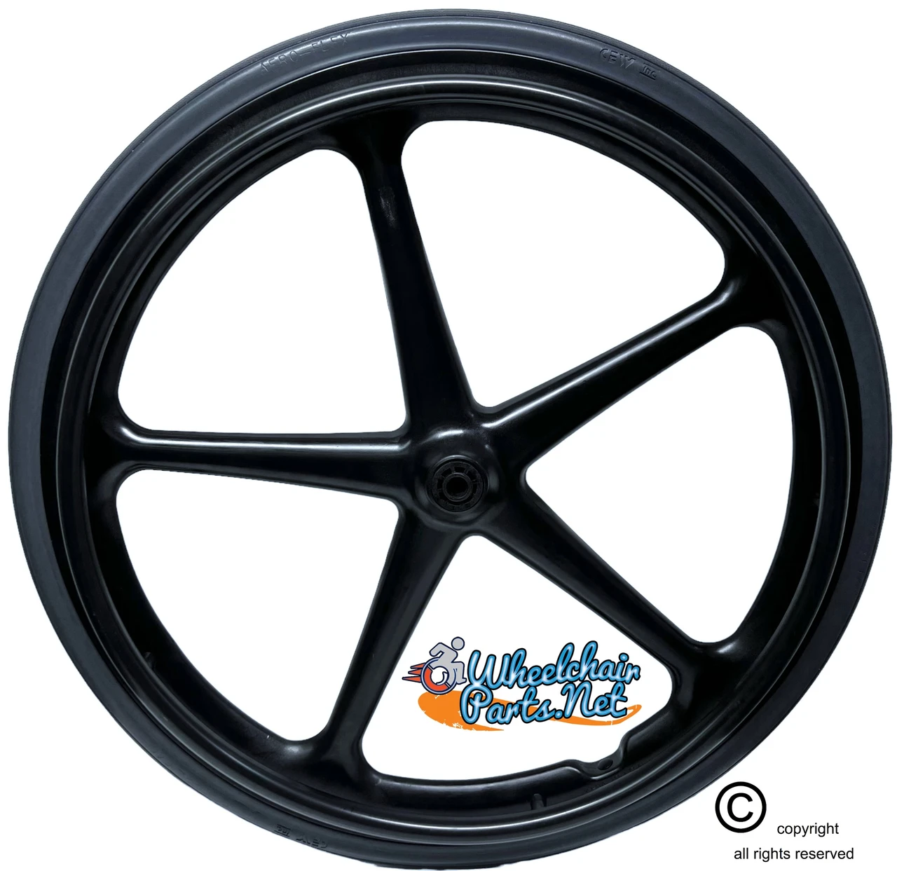 Set of 2  24 x 1 3/8" (25-540) Wheelcair Wheels With Plastic Handrim & 1/2" Plastic Bushing