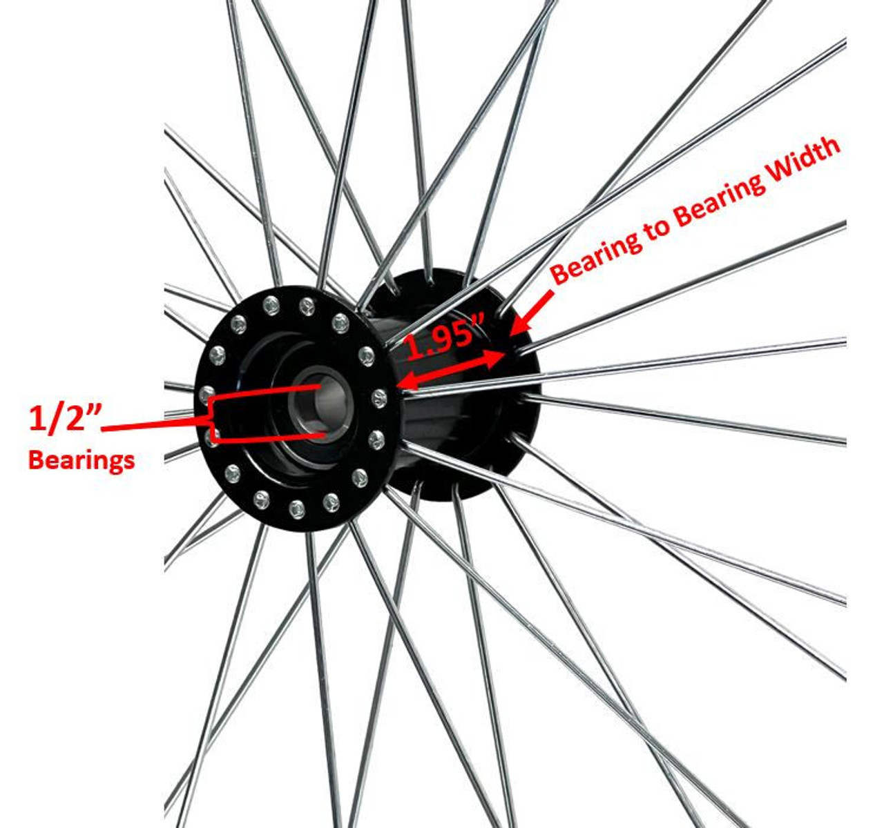 24" x 1" Wire Spoke (30 Spokes) Wheel With Solid Shox G1 Red Color Tread