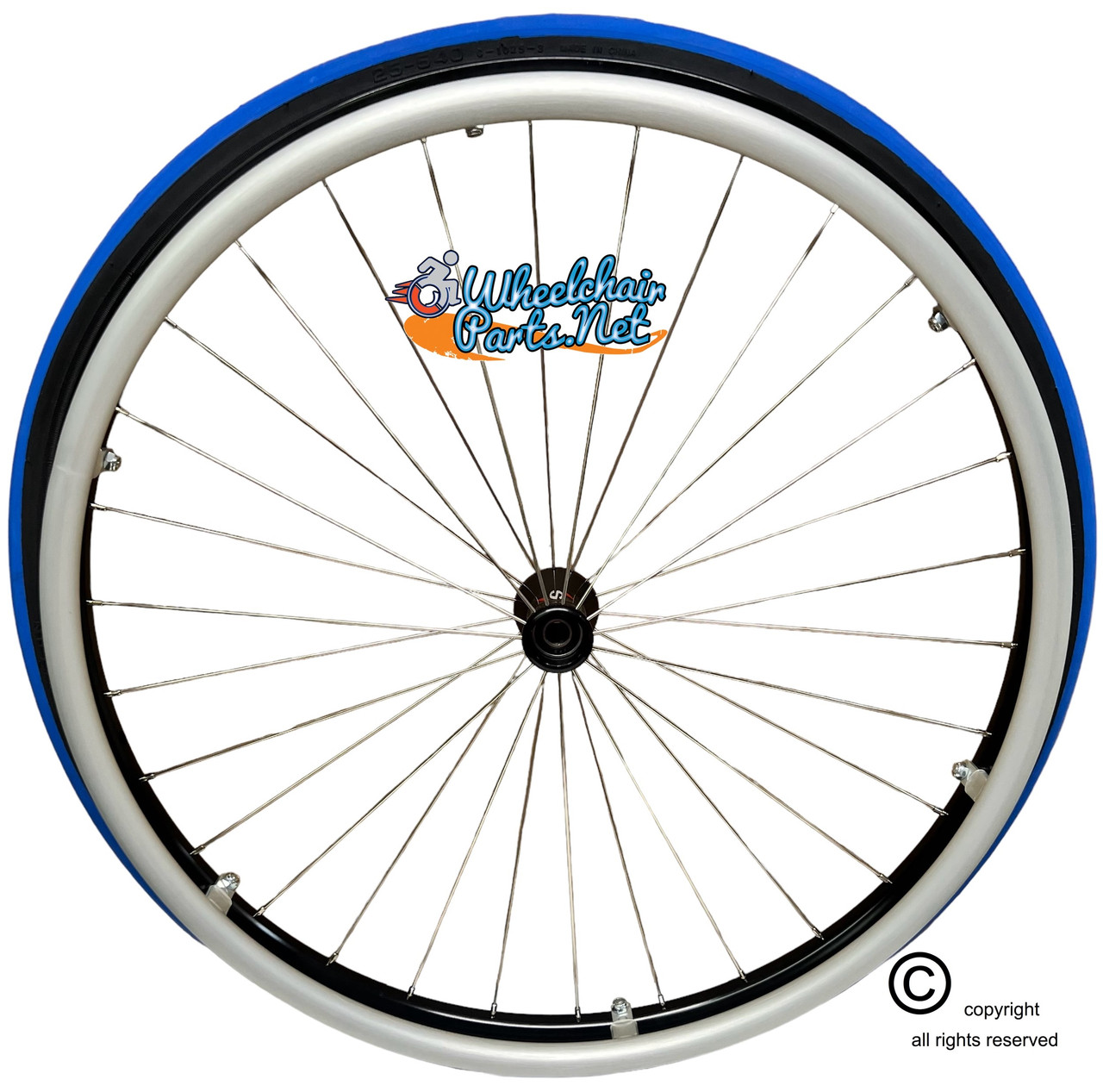 24" x 1" Spinergy 30 Spoke Rear Wheel With Primo PNEUMATIC  Racer Tire (BLUE Color)