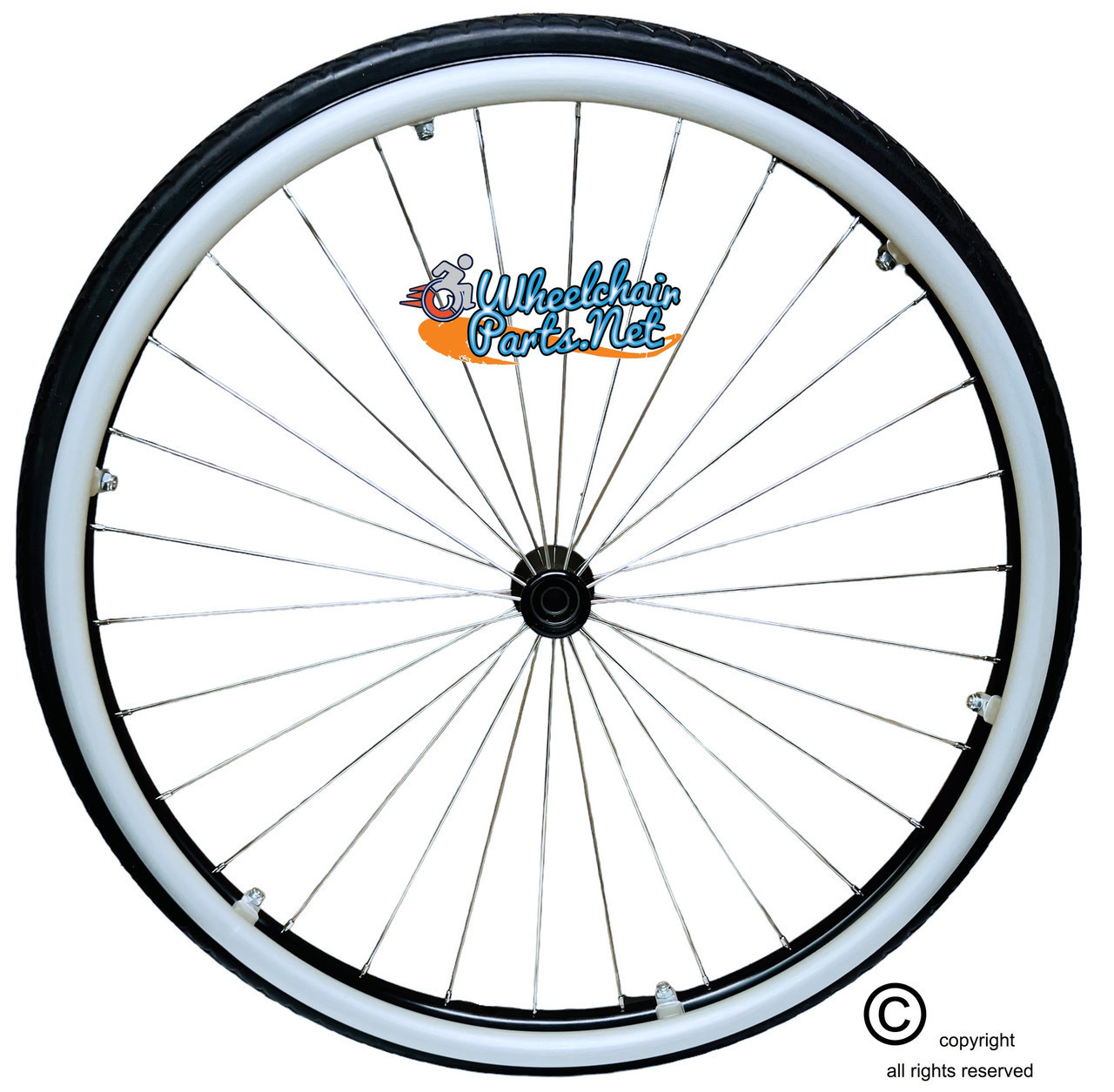 26"x 1" (590) - SPINERGY 30 SPOKE REAR WHEEL WITH SOLID SHOX G2 ALL TERRAIN TREAD