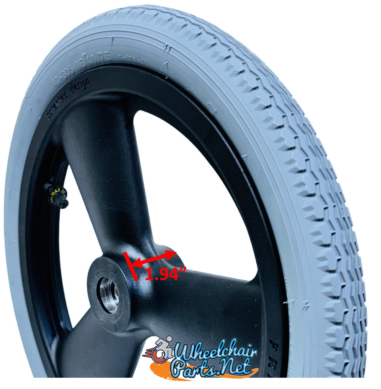 16x1.75", 47-305 Air Pneumatic Wheel. Fits on Quickie Zippie Wheelchairs