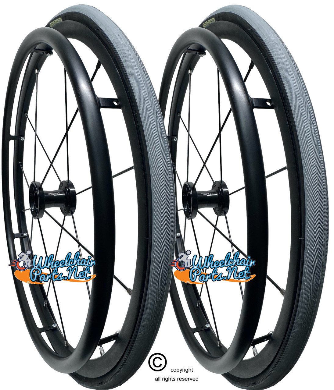 24" x 1" 12 Spoke, Cyclone Omobic Wheel With Primo Racer Tire. Set of 2