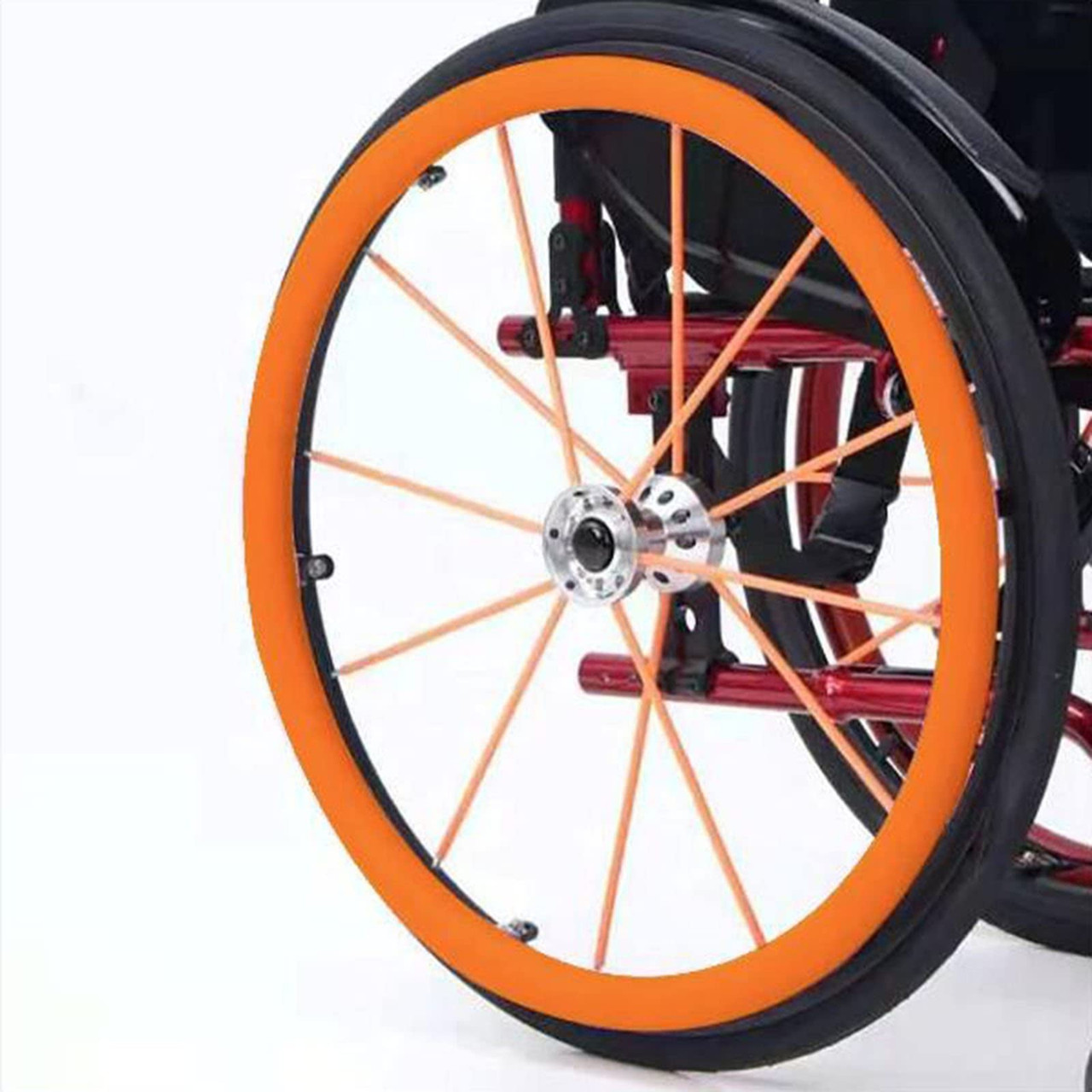 ORANGE 24" SUPER GRIP SILICONE PUSH RIM COVERS. PRICE IS FOR A SET OF 2