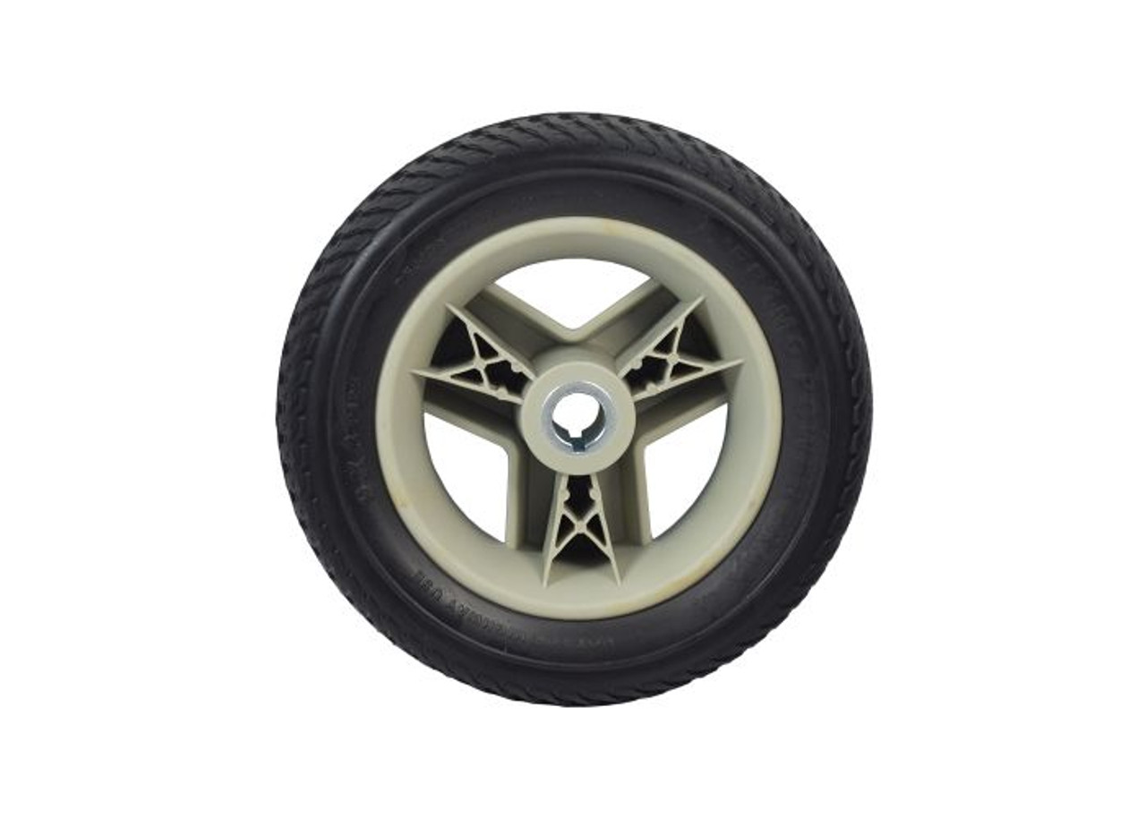 9"x3" (2.80/2.50-4) Black Flat-Free Rear Wheel Assembly with Silver Tri-Spoke Rim for the Go-Go Elite Traveller Plus (SC53/SC54), Elite Traveller Plus HD (SC53HD/SC54HD), & Sport (S73/S74)