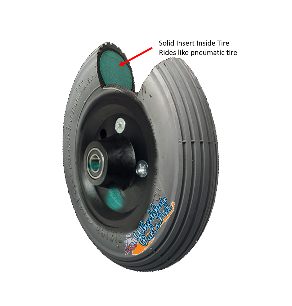 CW193-7 8" x 2" (200 x 50) Foam-Filled Caster Wheel Assembly with 7/16" Precision Bearings | Set of 2